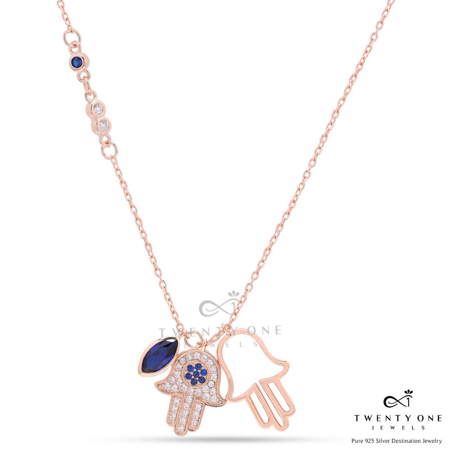 Valentines Exclusive Diamond Studded Ruso Double Hamza Pendant with Chain