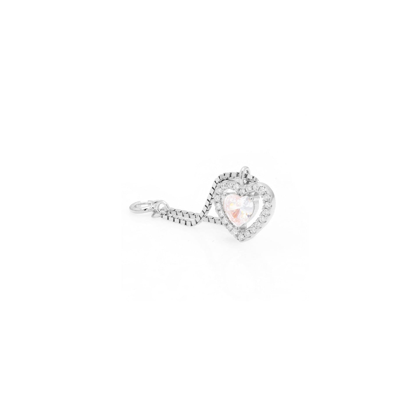 1.5 Carat Heart Solitaire Watch Charm on Pure 925 Silver