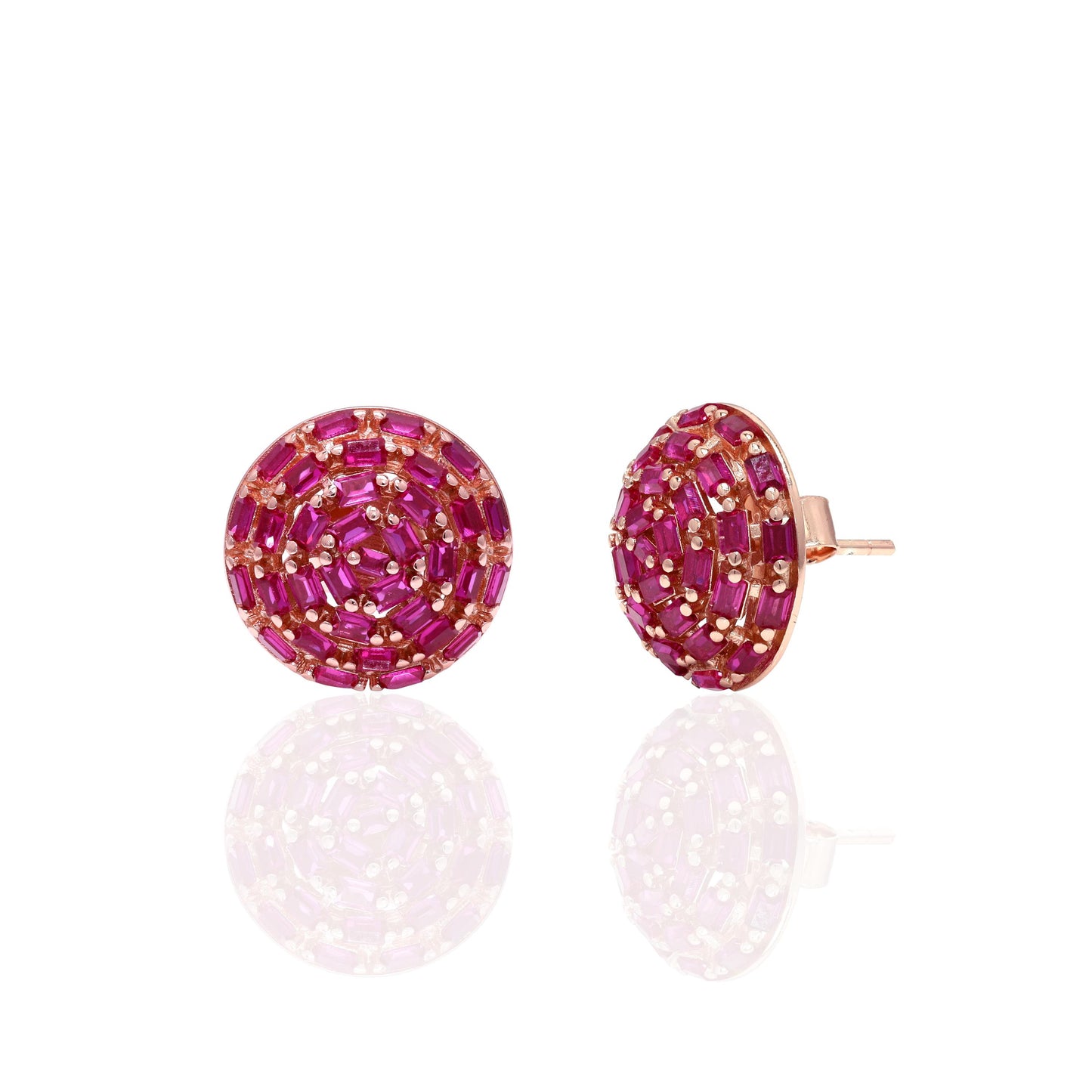 Ruby Cama Rose Gold Studs on Pure 925 Silver