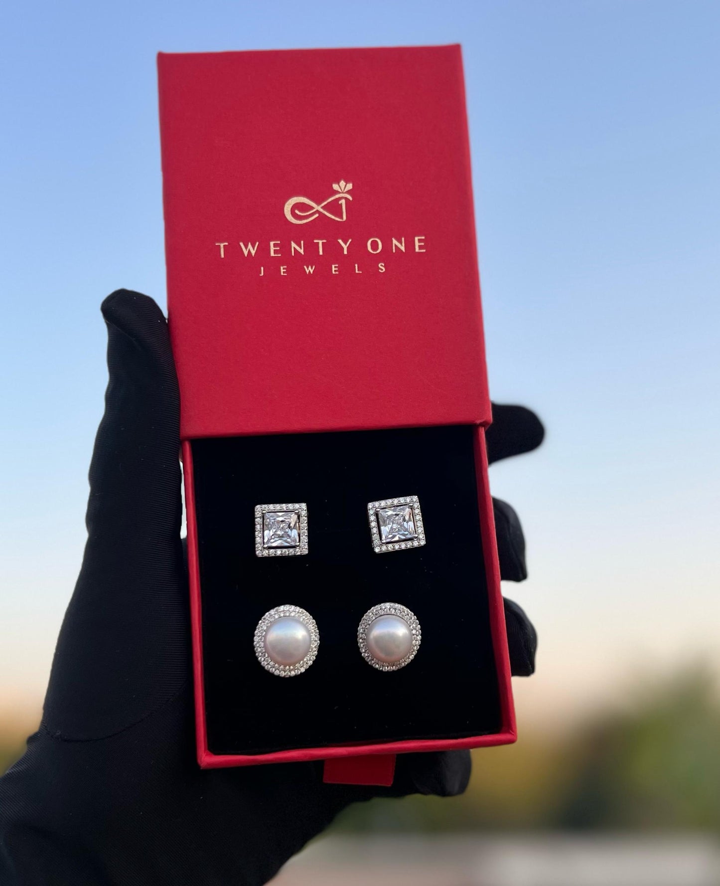 Queens Paradise Studs Combo of Two Pairs on Pure 925 Silver