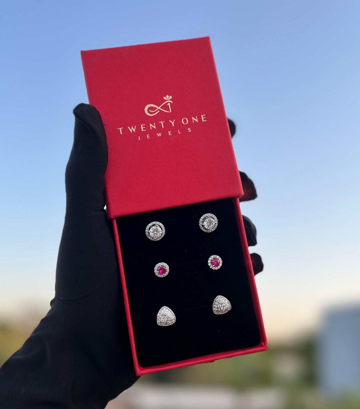 Valetta Studs Combo of Three Pairs on Pure 925 Silver
