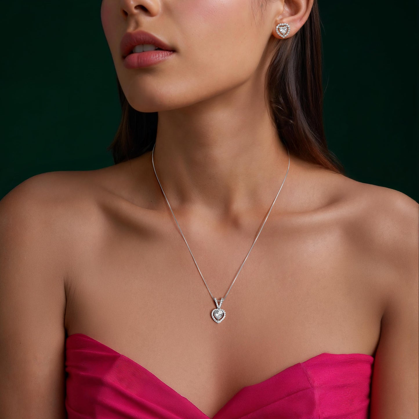 The Heart Solitaire Anna Pendant Sets (