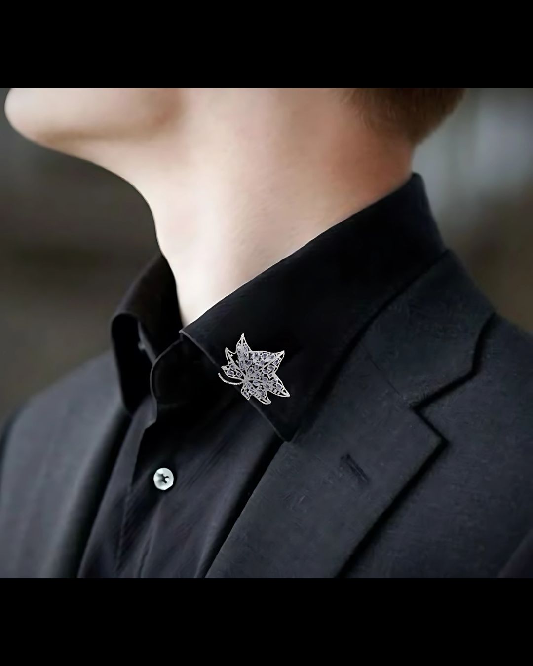 Premium Rose Cut Oval Solitaire Maple Leaf Unisex Brooch