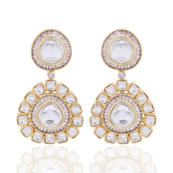 Gold Finish Classic Polki Diva Earrings