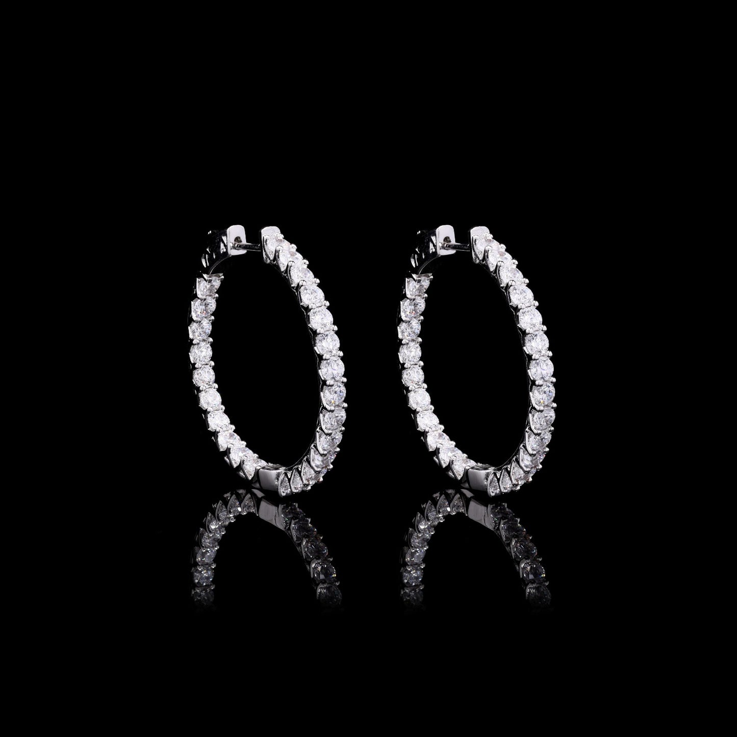 TOJ Everyday - Classic Round American Diamond Hoops