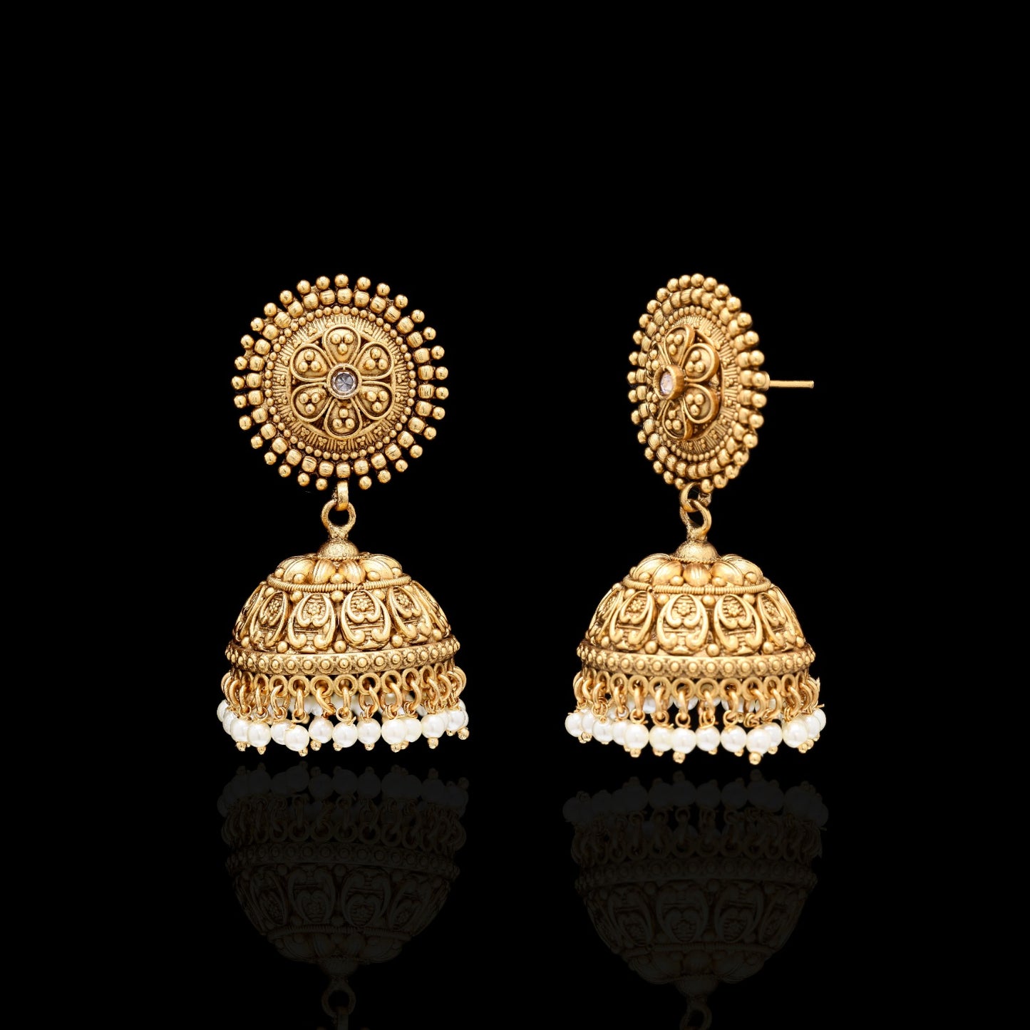 Festive Exclusive Gold Finish Surya Jhumki Earrings