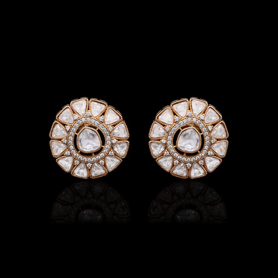 Moissanite Polki Antique Gold Finish Zahara Studs