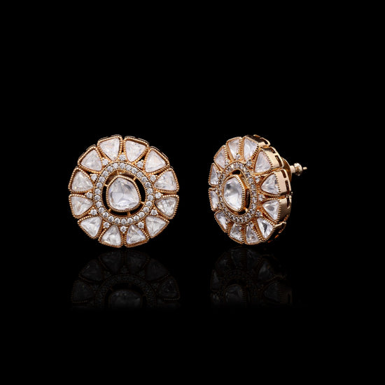 Moissanite Polki Antique Gold Finish Zahara Studs