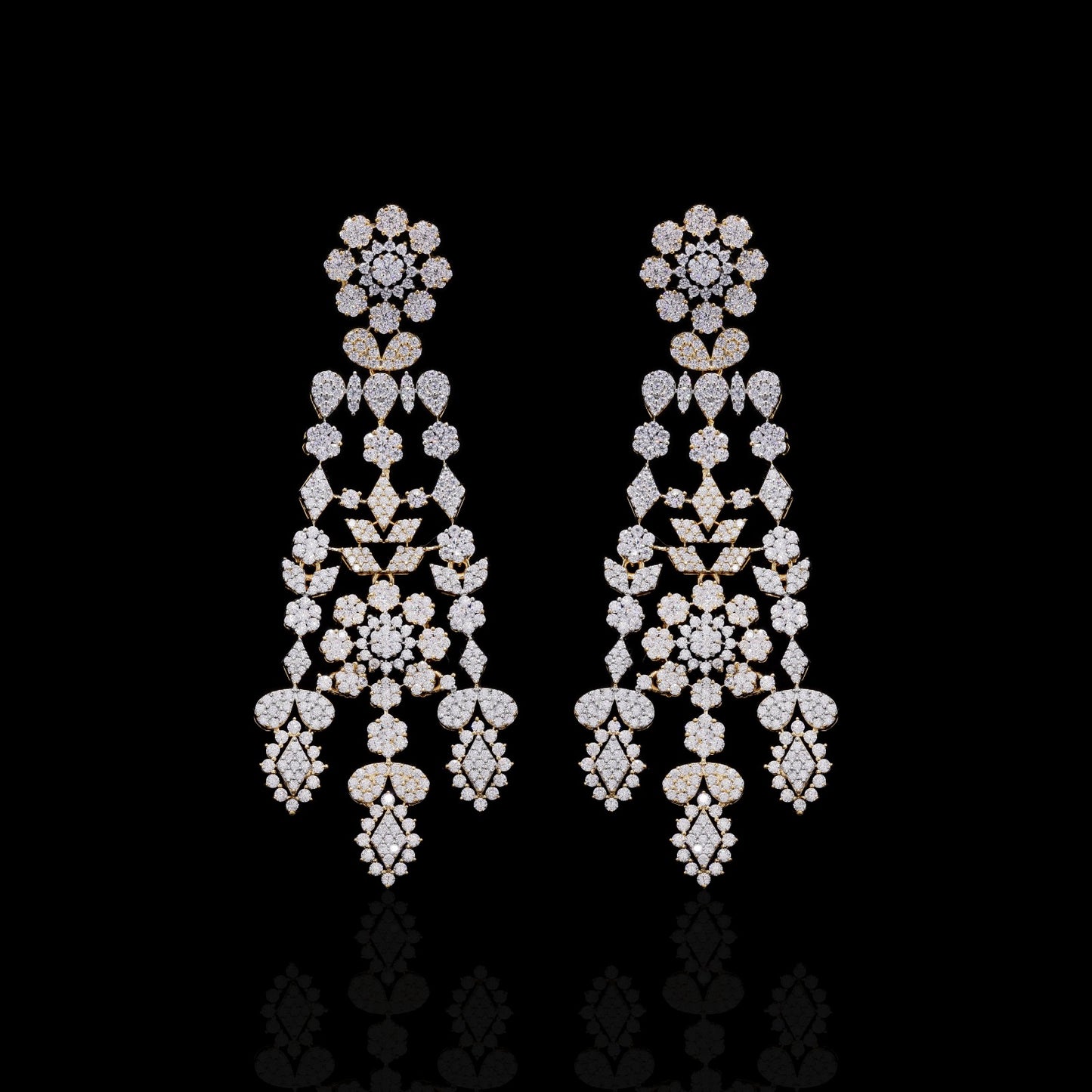 Dual Tone Nelita Pressure Setting Necklace Set with Earrings on Pure 925 Silver