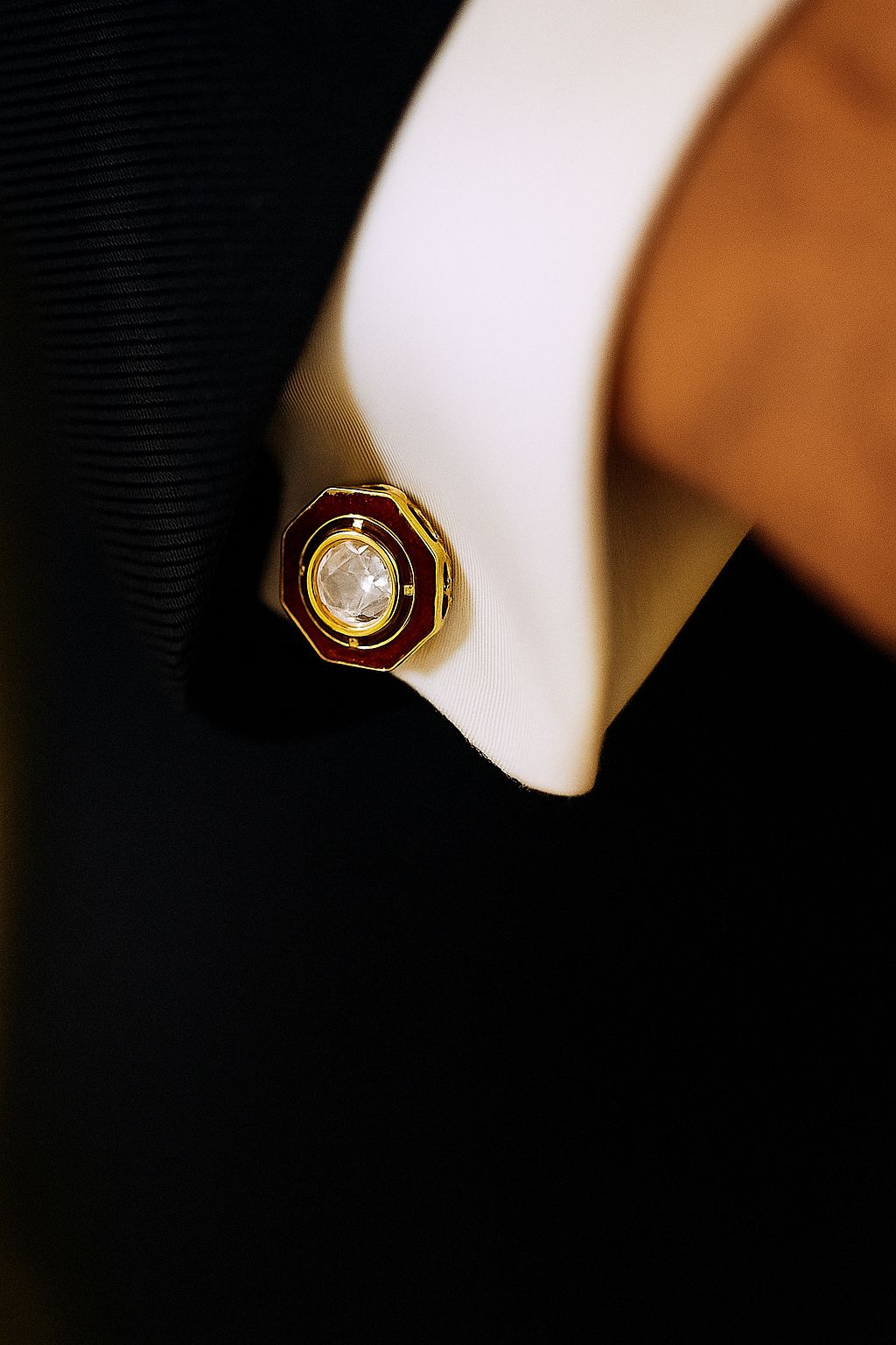 TOJ Everyday - Red Enamel Bezel Setting Polki Diamond Mens Cufflink Pair