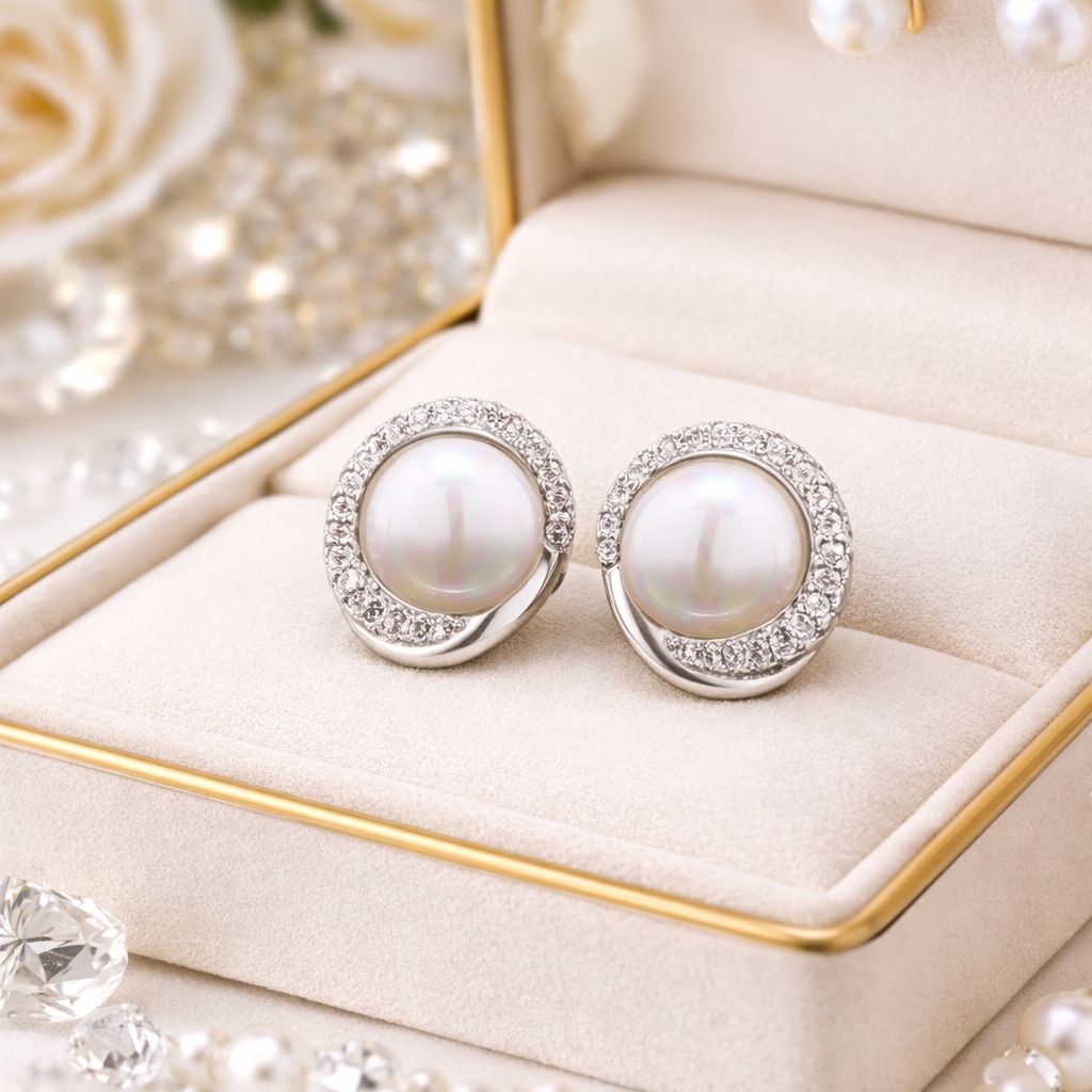 TOJ Everyday - American Diamond Georgia Fresh Water Pearl Studs