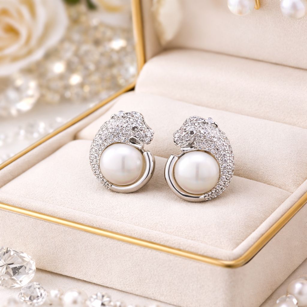 TOJ Everyday - American Diamond Studded Jaguar Anti Tarnish Studs