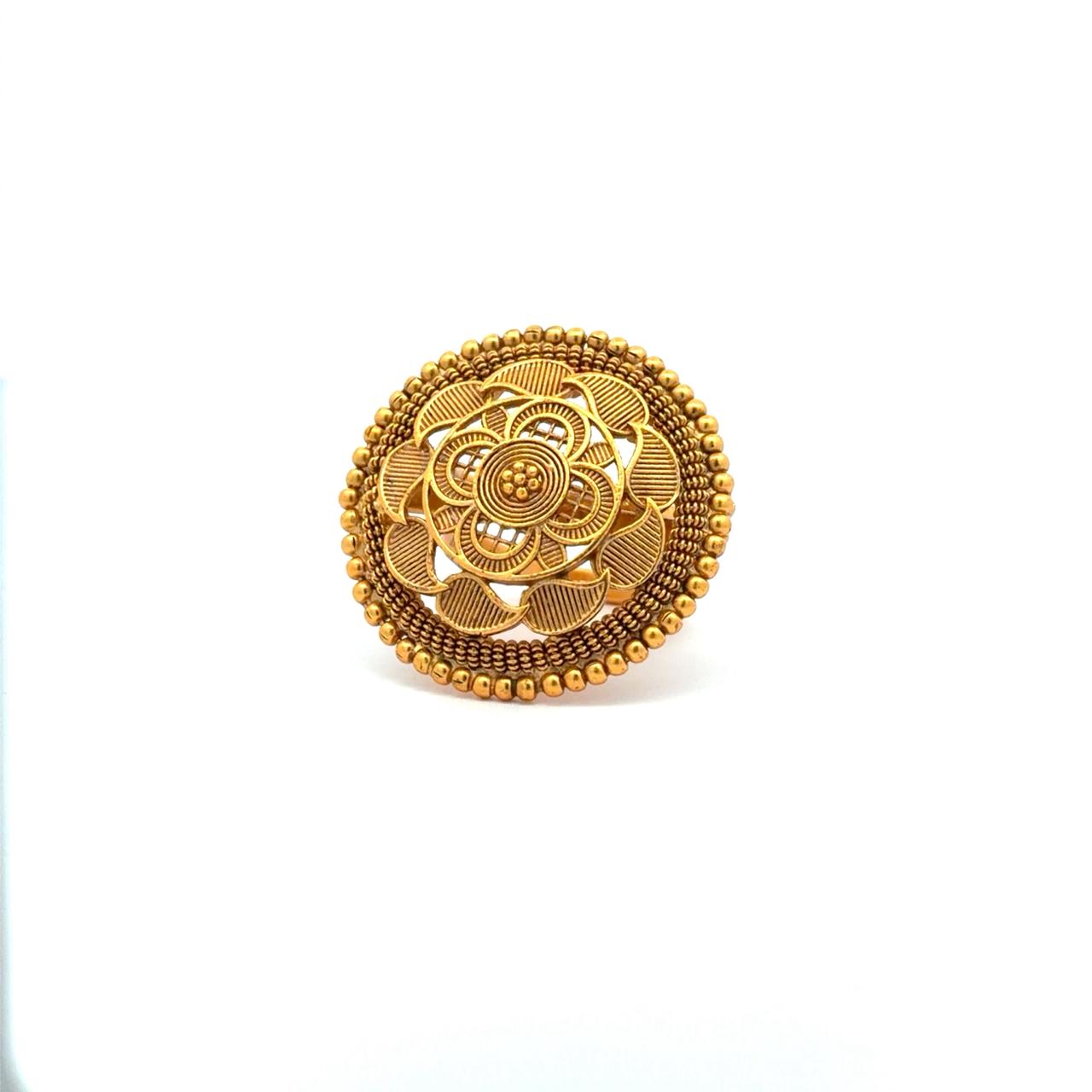TOJ Everyday - Gold Finish Traditional Swarnam Adjustable Ring ( Fits All Sizes )