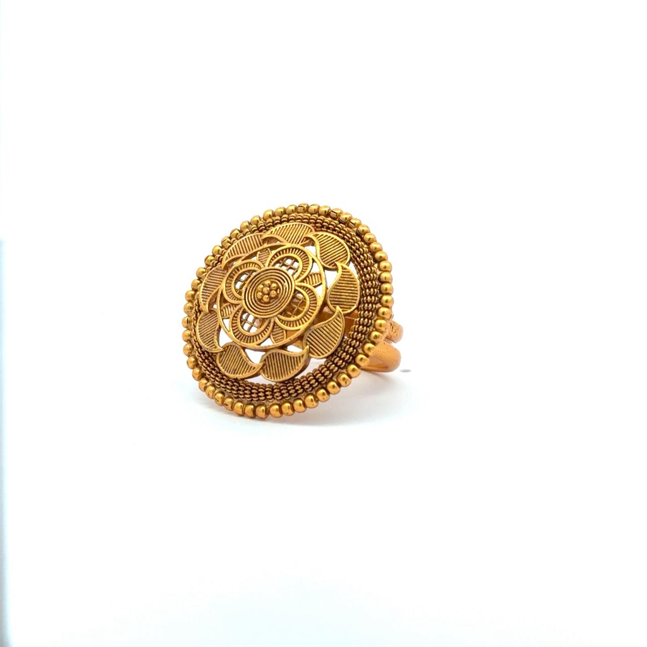 TOJ Everyday - Gold Finish Traditional Swarnam Adjustable Ring ( Fits All Sizes )