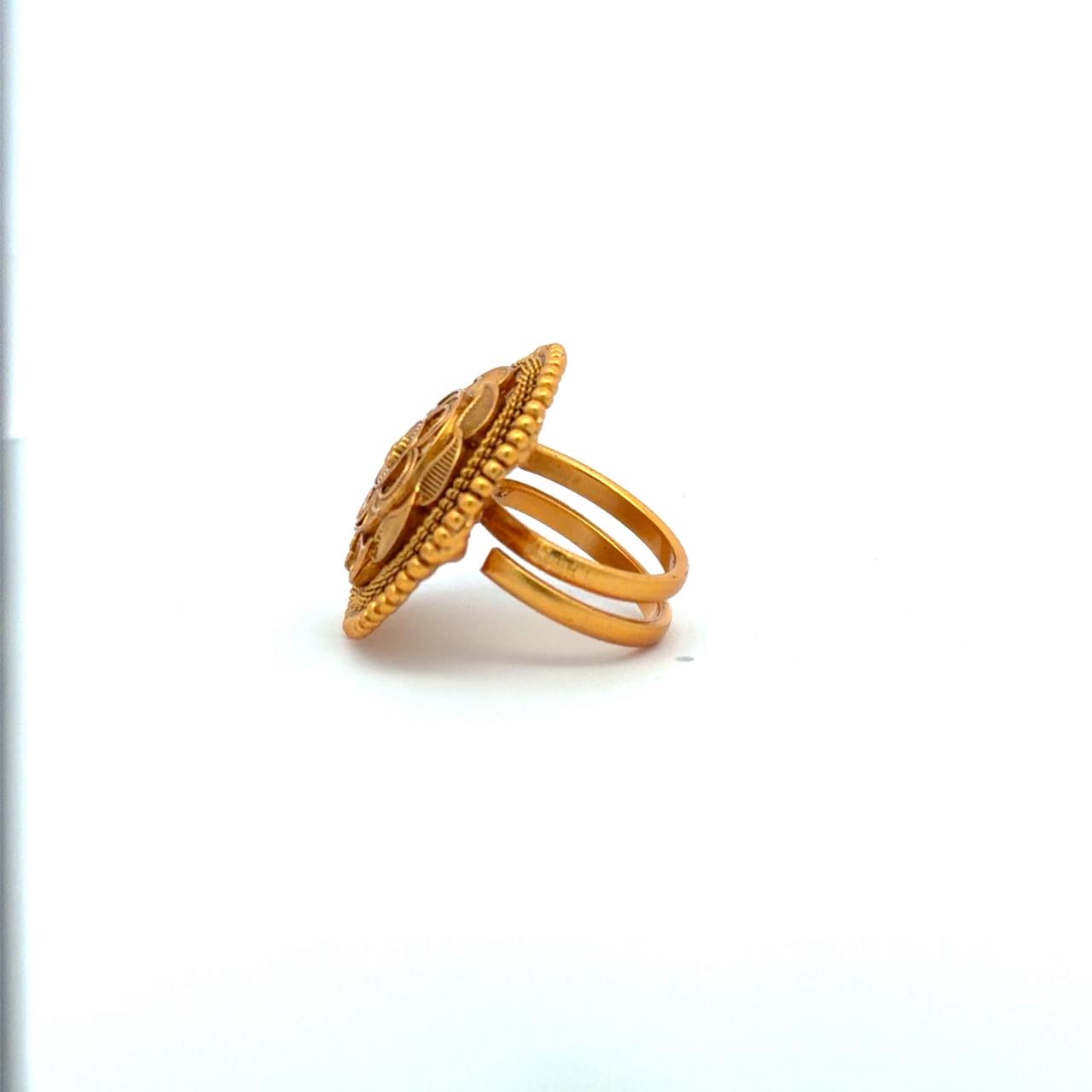 TOJ Everyday - Gold Finish Traditional Swarnam Adjustable Ring ( Fits All Sizes )