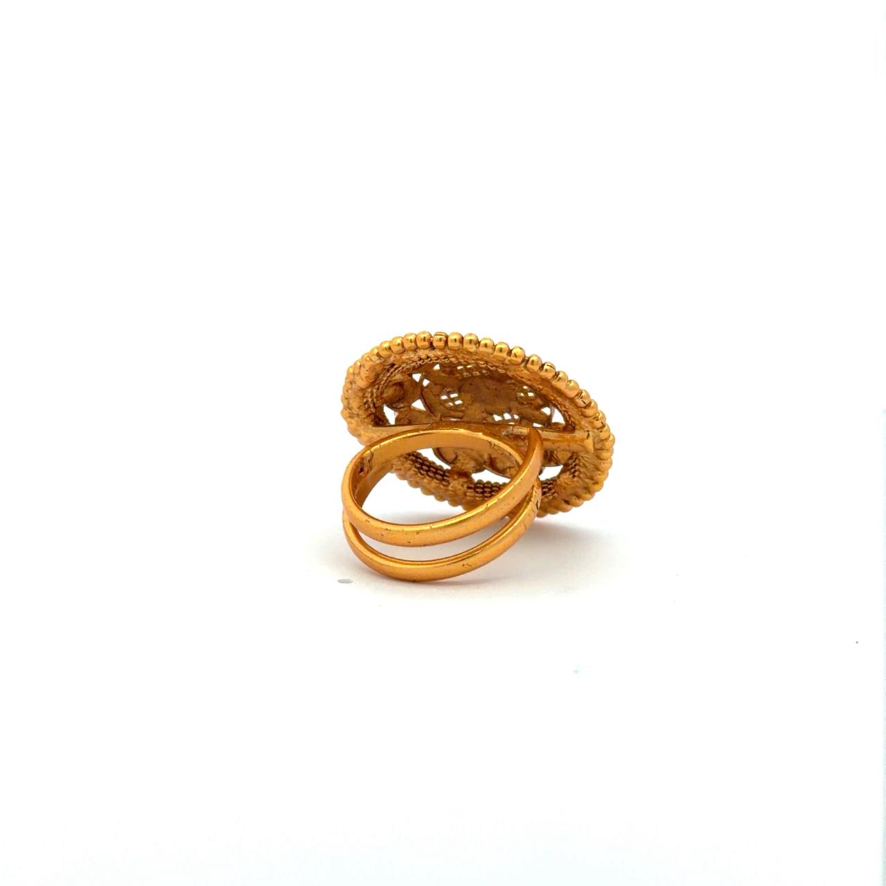 TOJ Everyday - Gold Finish Traditional Swarnam Adjustable Ring ( Fits All Sizes )