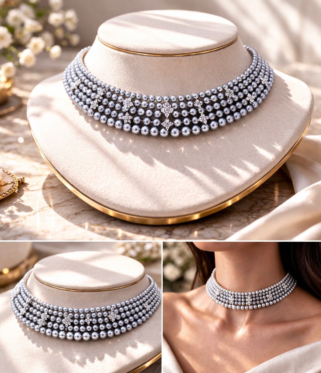 TOJ Everyday - Grey Natural Fresh Water Pearl Choker Necklace for Women