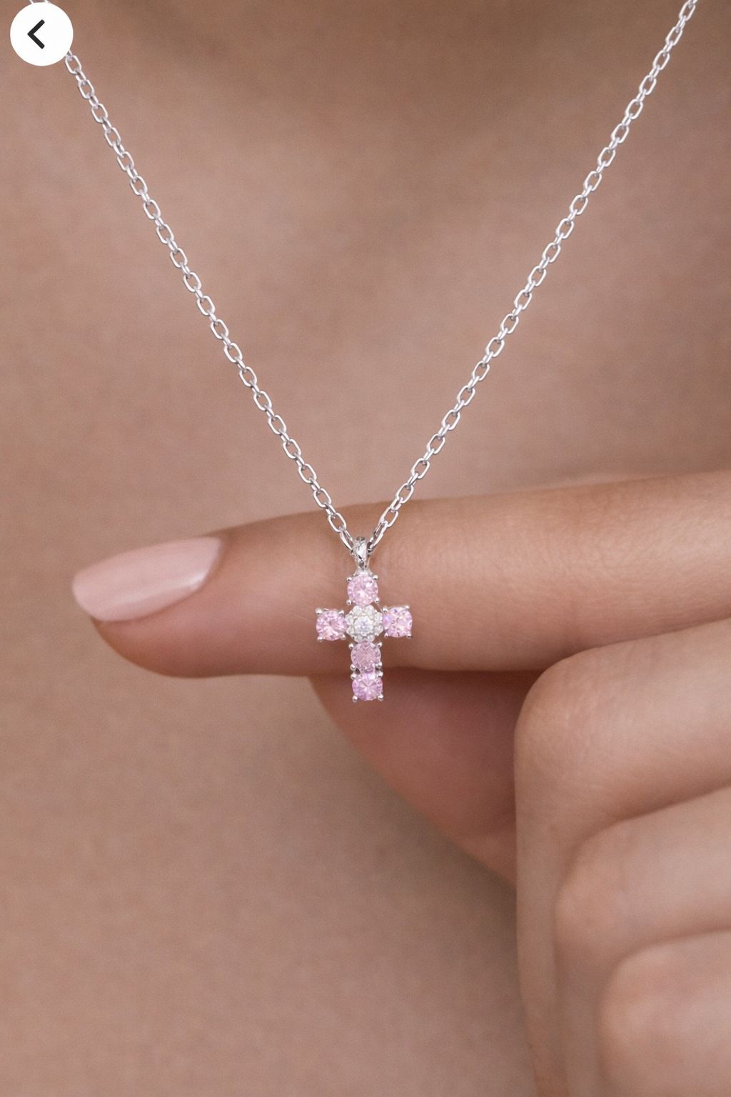 Pink Diamond Vella Cross Pendant with Chain on Pure 925 Silver