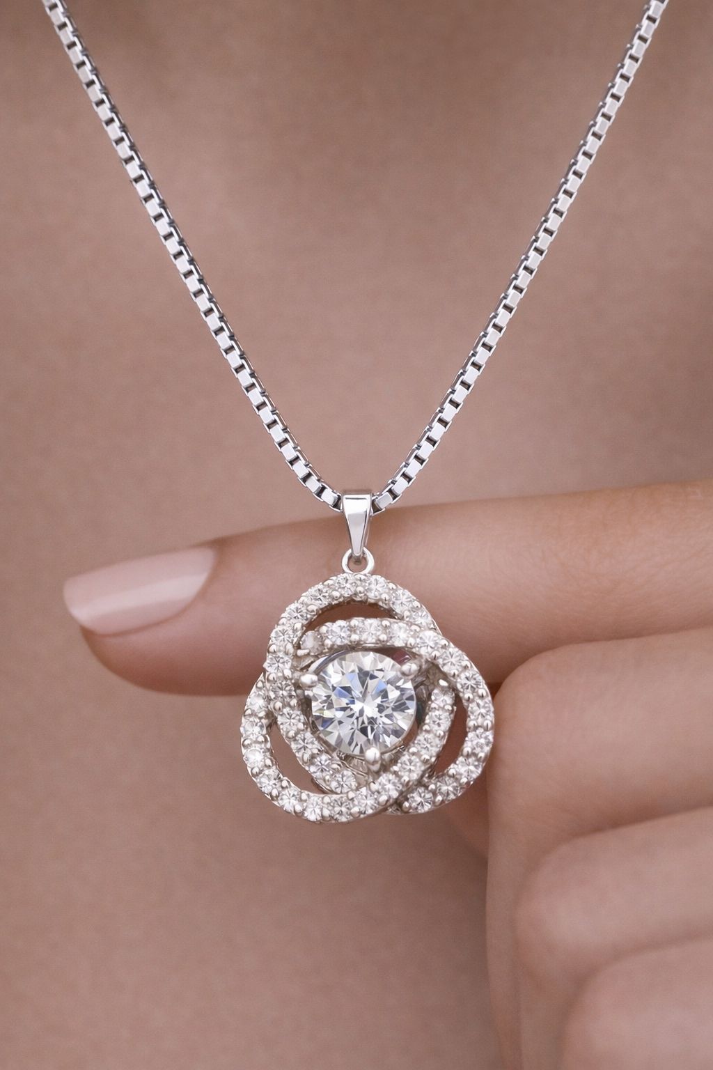 Fauzia 50 Cents Solitaire Pendant with Chain on Pure 925 Silver