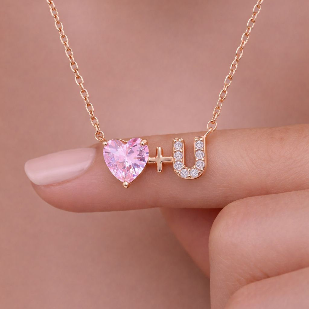 Exclusive Rose Gold Finish I LOVE YOU Pendant with Chain On Pure 925 Silver