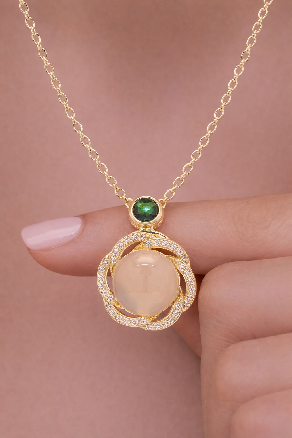 18k Gold Finish Mystic Universe Pendant with Chain on Pure 925 Silver