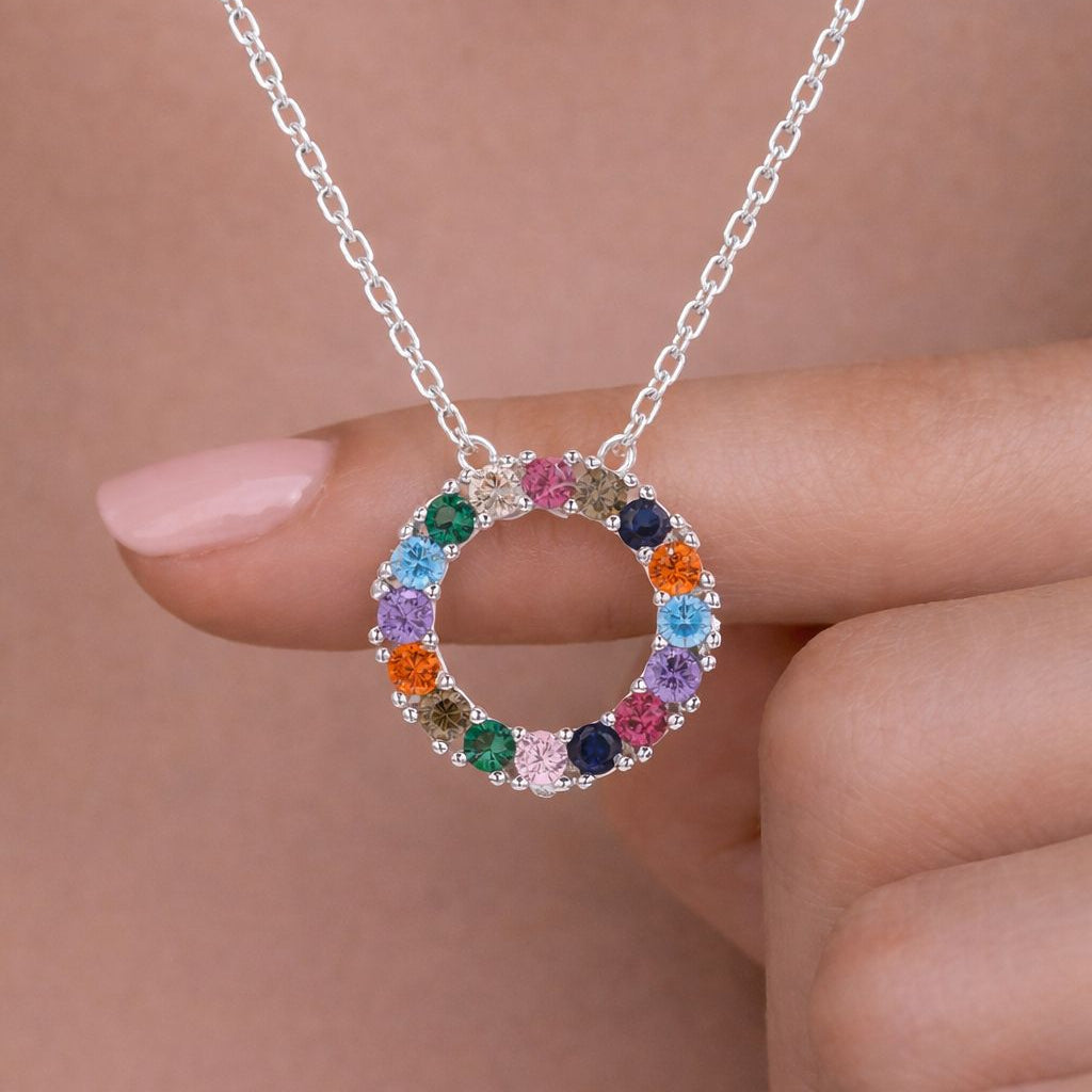 American Diamond Studded  Rainbow Noah Pendant with chain on pure 925 Silver