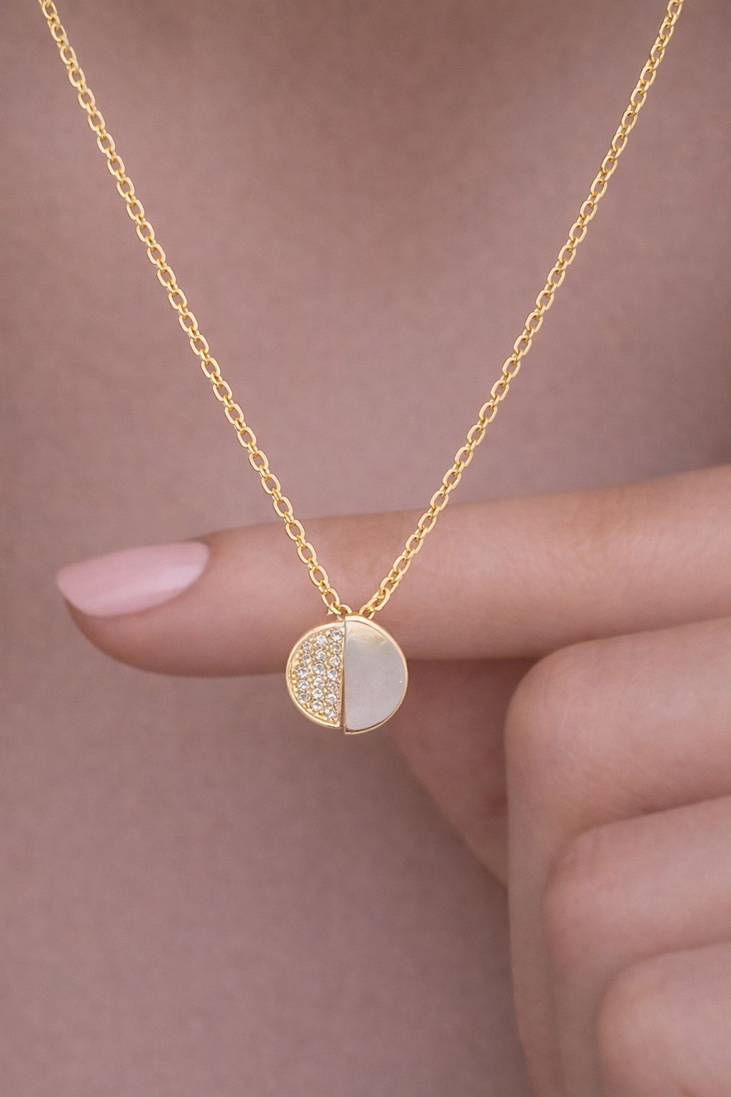 Two Halves Of A Whole Diamond Studded Gold Finish Pendant With Chain on Pure 925 Silver