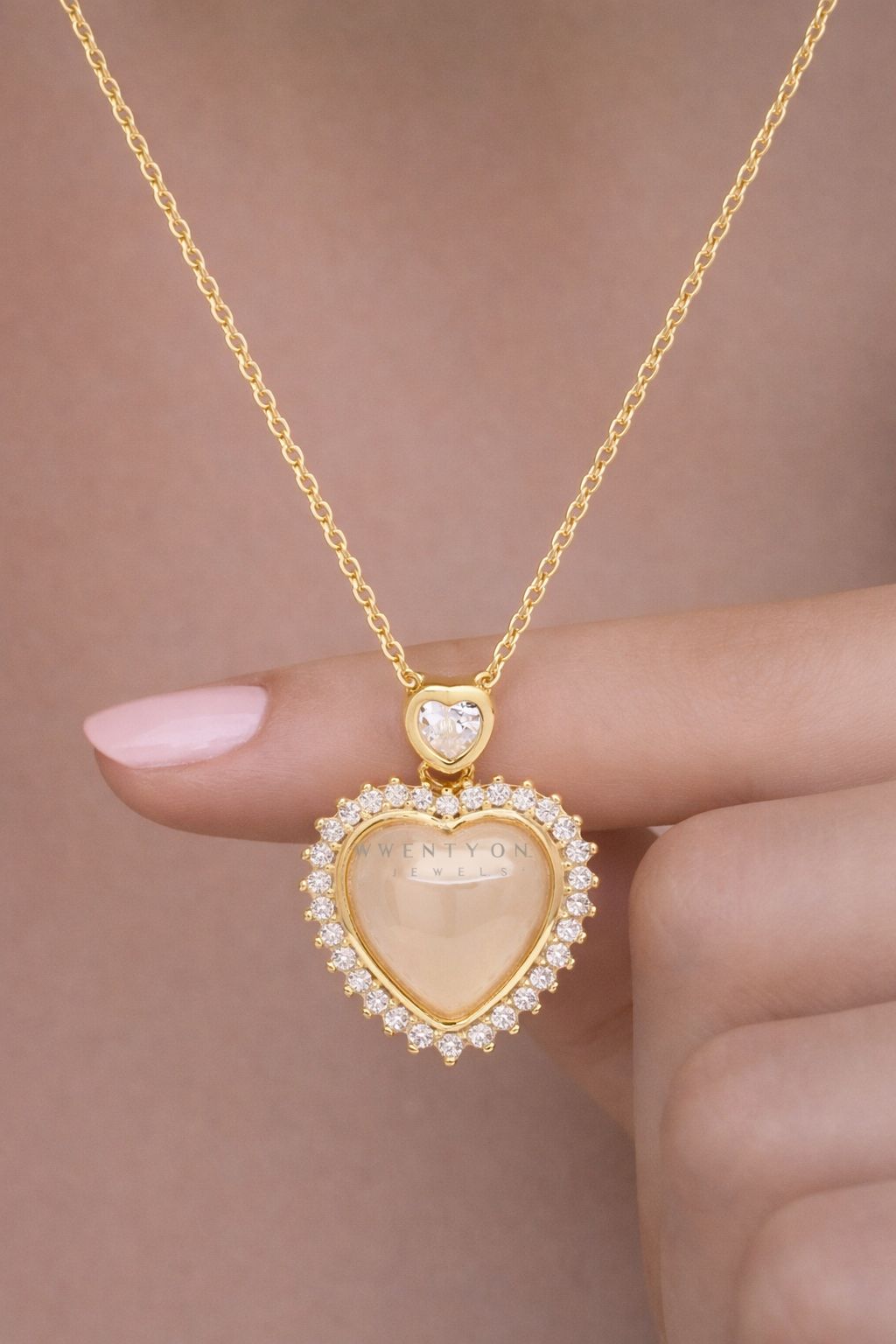 18k Gold Finish Mystic Heart Pendant With Chain On Pure 925 Silver.