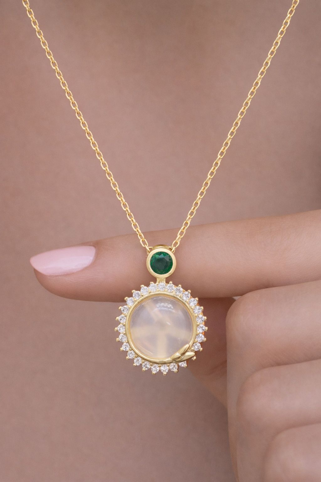 Exclusive Mystic Love Crystal Gold Finish Pendant with Chain on Pure 925 Silver