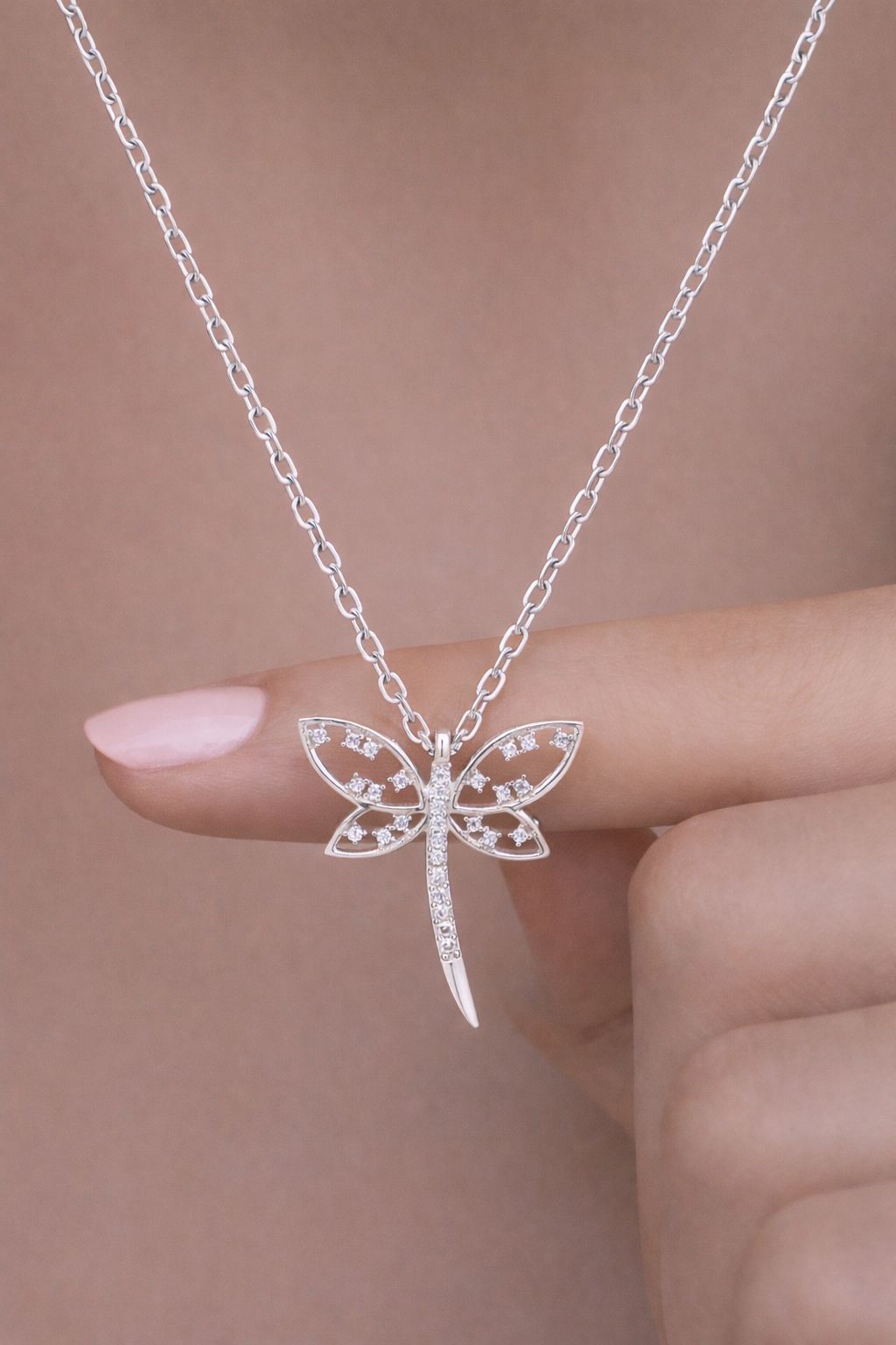 American Diamond Studded Dainty Butterfly Pendant with chain on pure 925 Silver