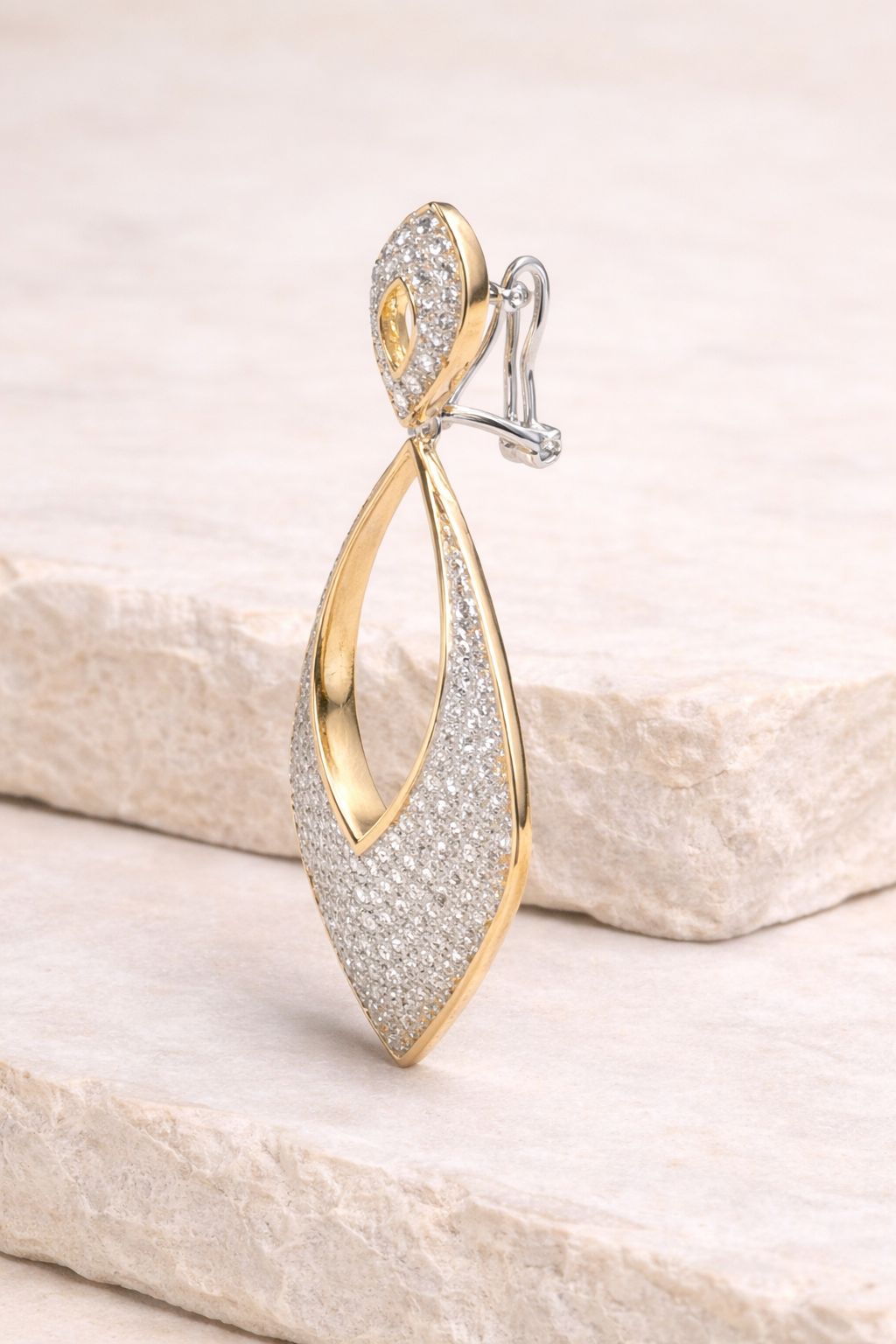 Gold Border Mahruk Long Earrings on Pure 925 Silver