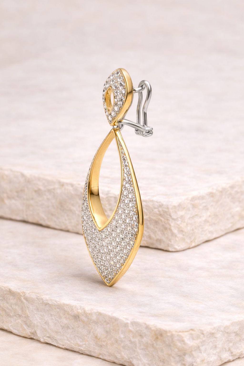 Gold Border Mahruk Long Earrings on Pure 925 Silver