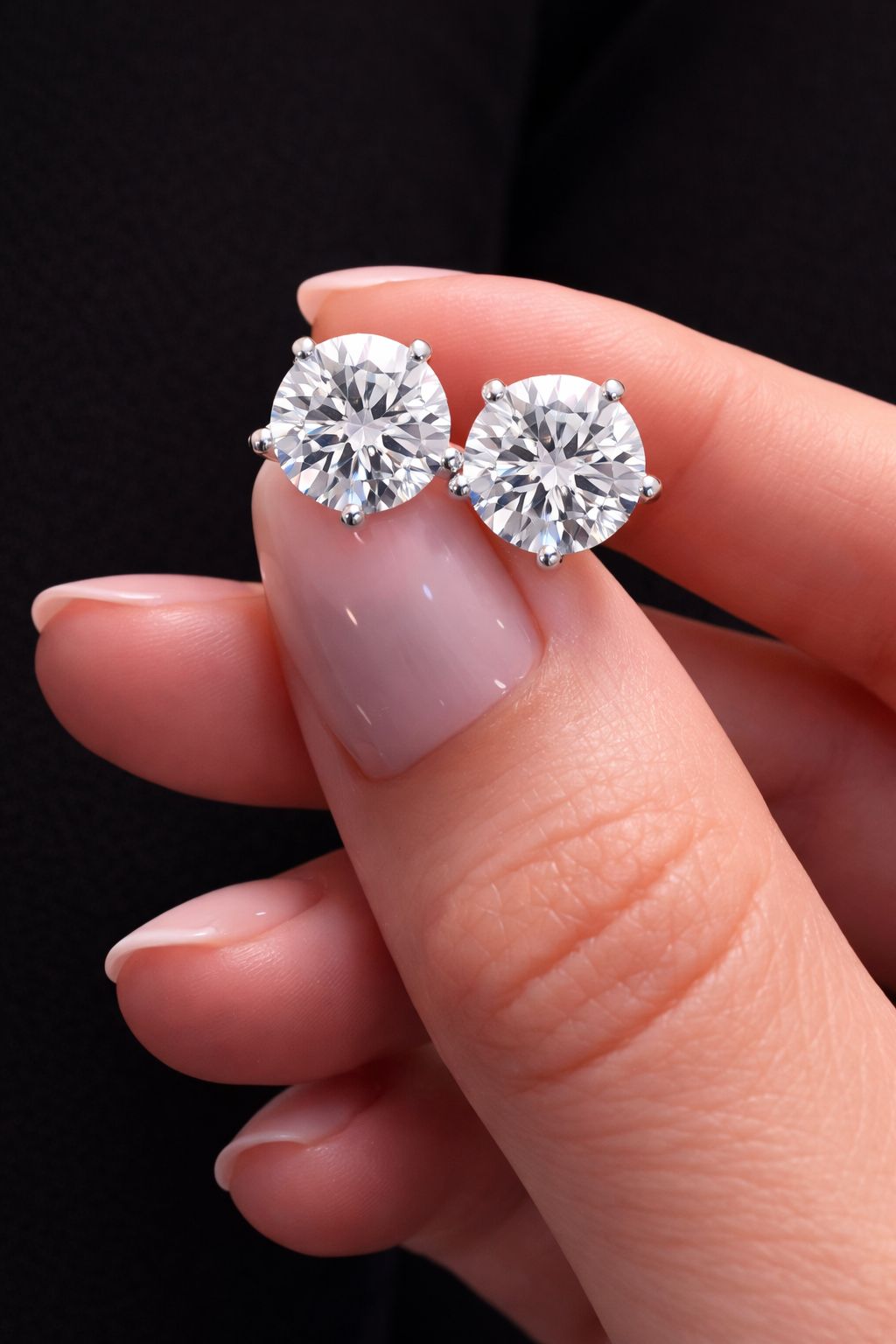 1.3 Carat Solitaire Studs on 925 Silver with Premium Screw Backs in White Gold Finish