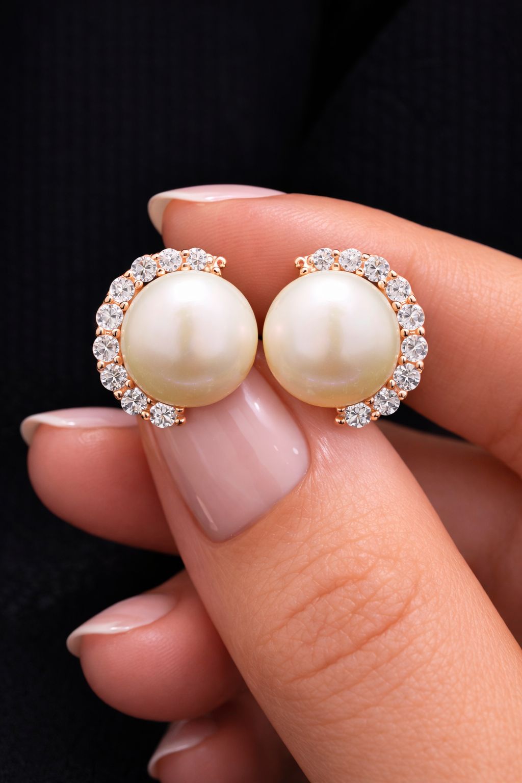 Fresh Water Pearl Julieta Studs On 925 Studs (Rose Gold Finish)