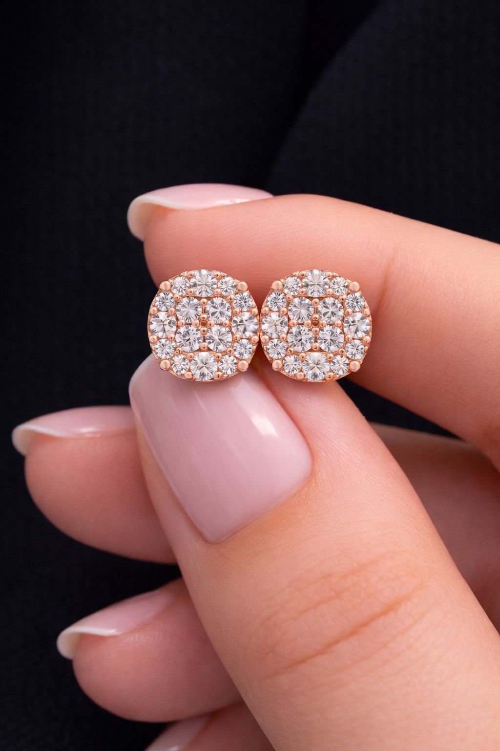 Rose Gold Kiora Diamond Studs on 925 Silver.