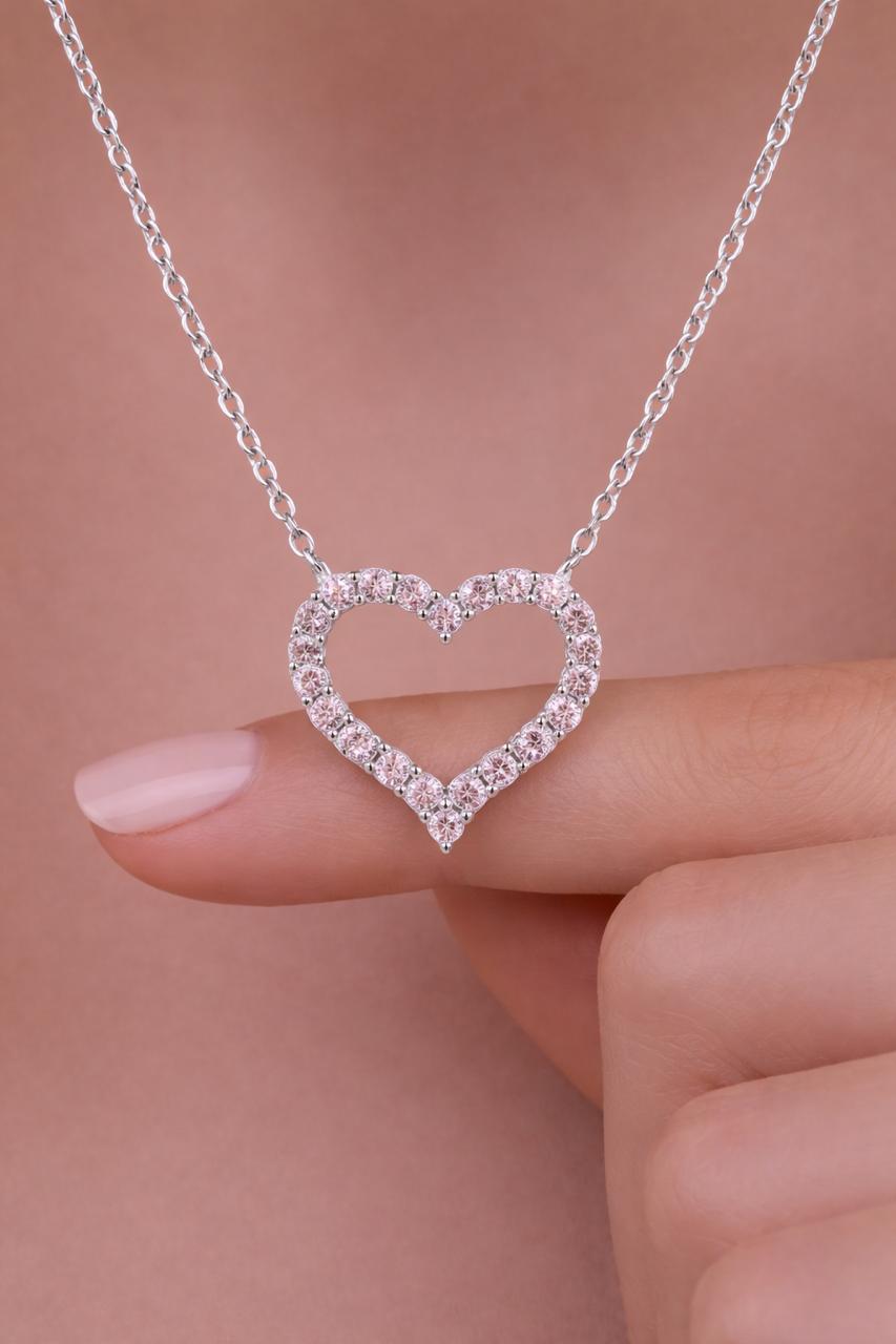 Diamond Studded White Gold Finish Alyssa Pendant on Pure 925 Silver