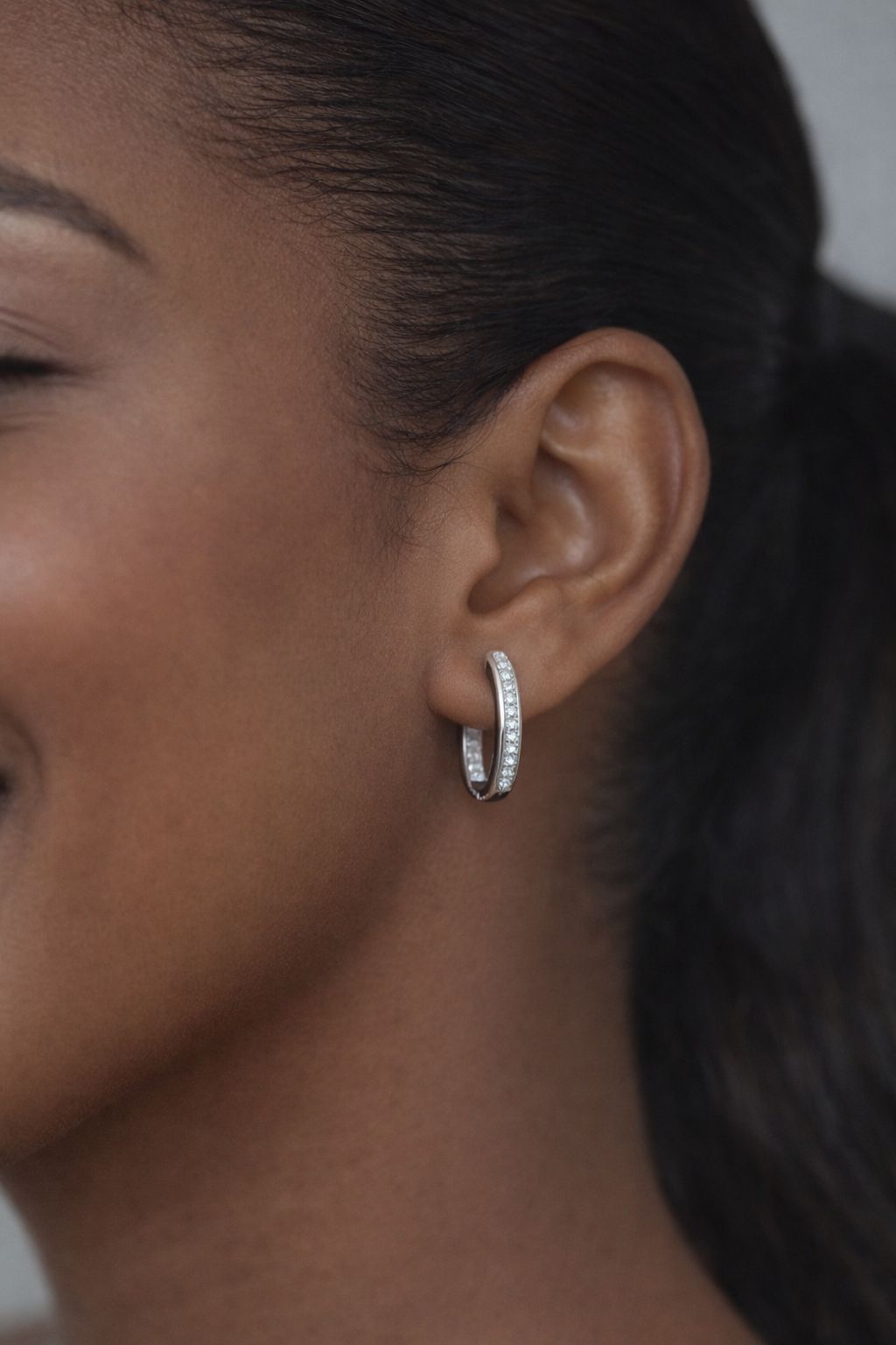 Classic American Diamond Studded Jeniffer Hoops on Pure 925 Silver.