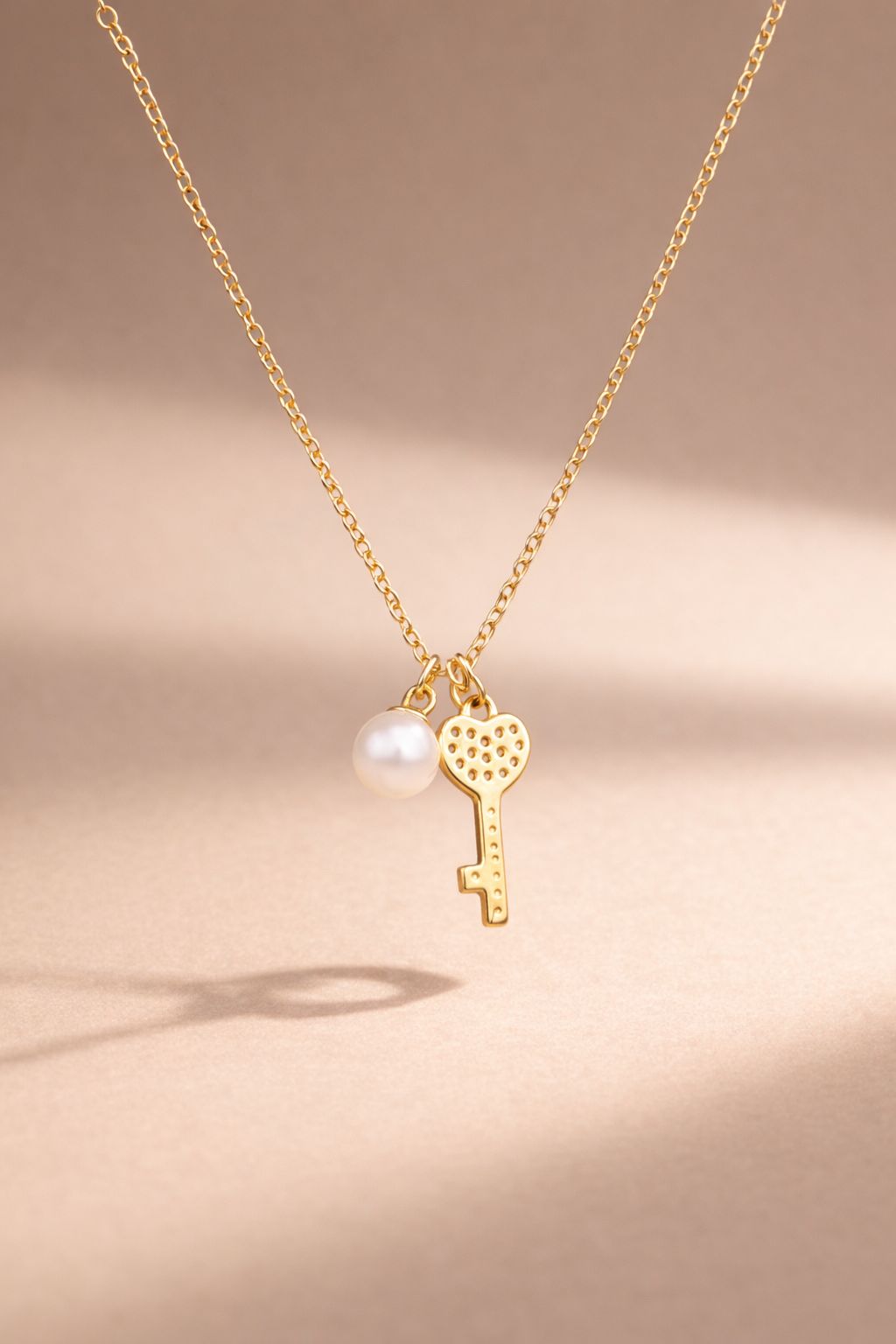 Key to my Heart Gold Finish Pendant with Chain on Pure 925 Silver