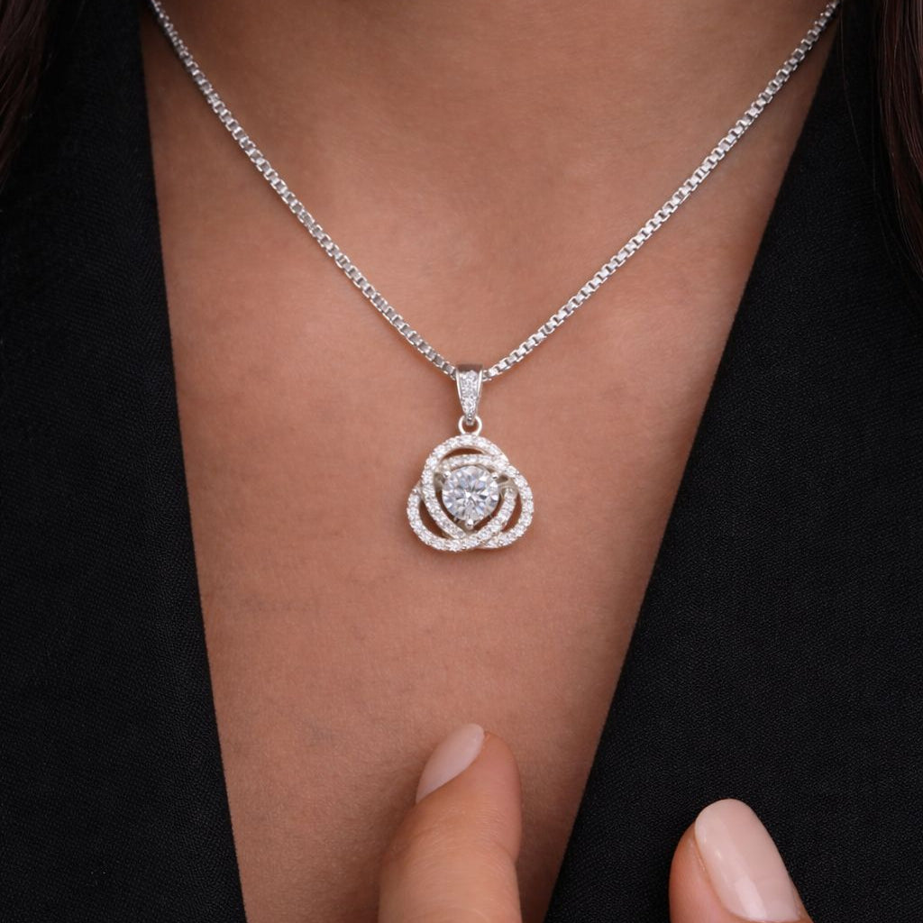 Fauzia 50 Cents Solitaire Pendant with Chain on Pure 925 Silver