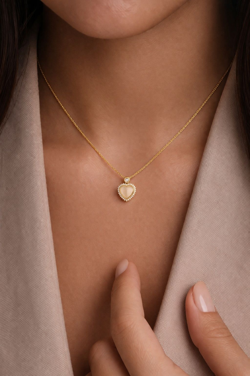 18k Gold Finish Mystic Heart Pendant With Chain On Pure 925 Silver.