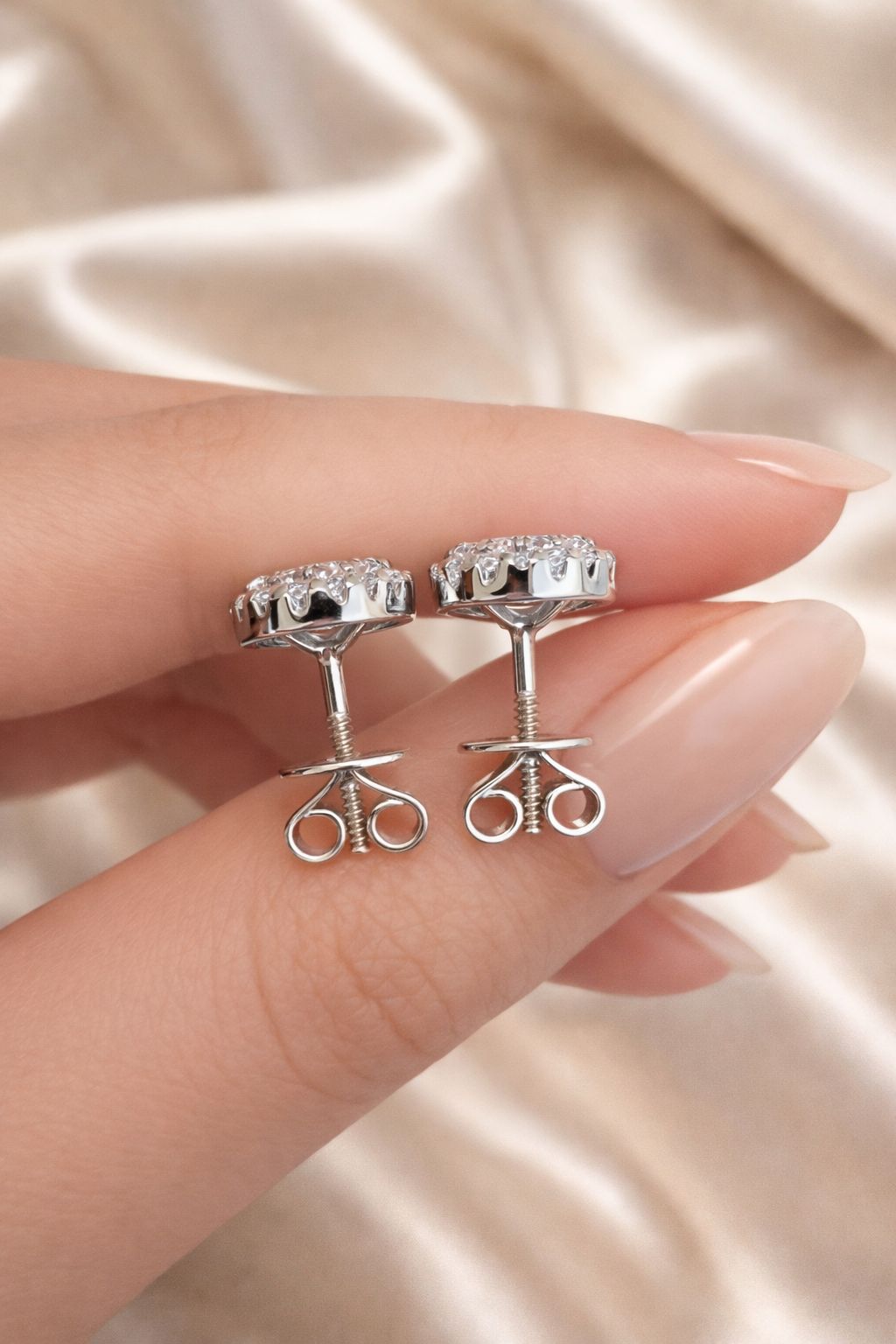 Premium 1 Carat Each Heart Solitaire Anna Studs with Screw Backs