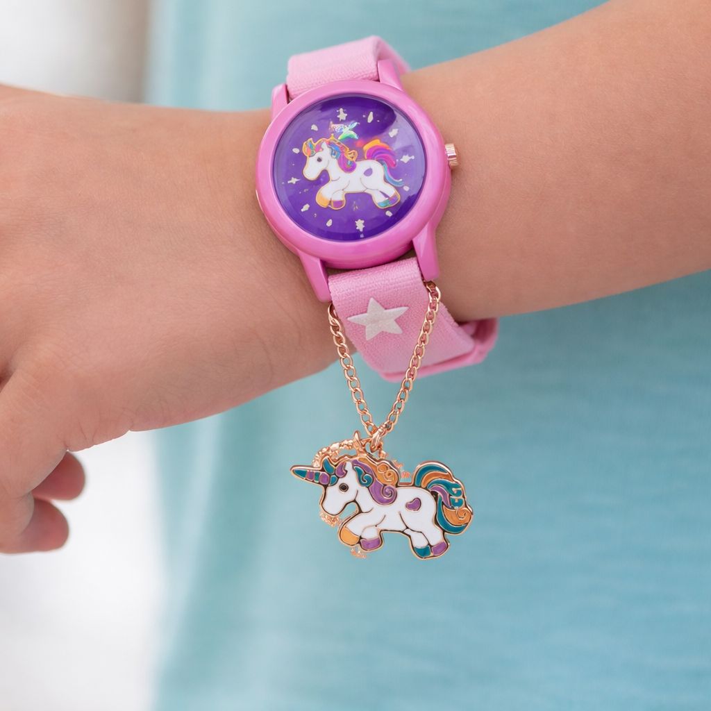 Rose Gold Unicorn Watch Charm on Pure 925 Silver.