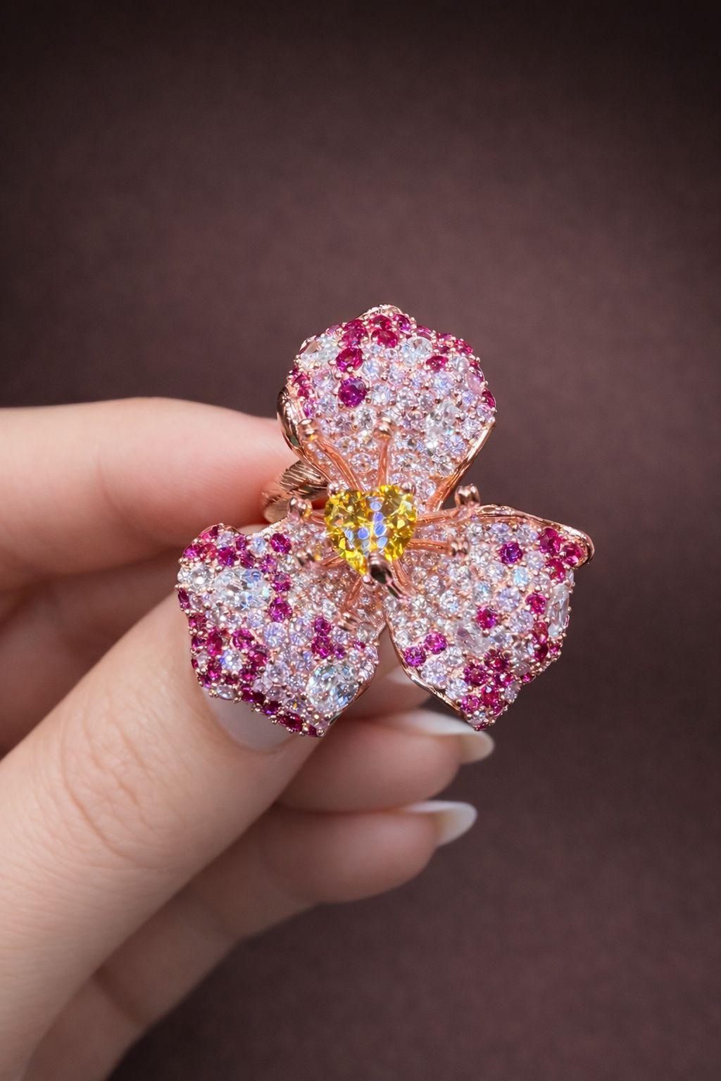 Ultra Premium Rose Gold Finish Yellow Heart Diamond Solitaire Ring on Pure 925 Silver