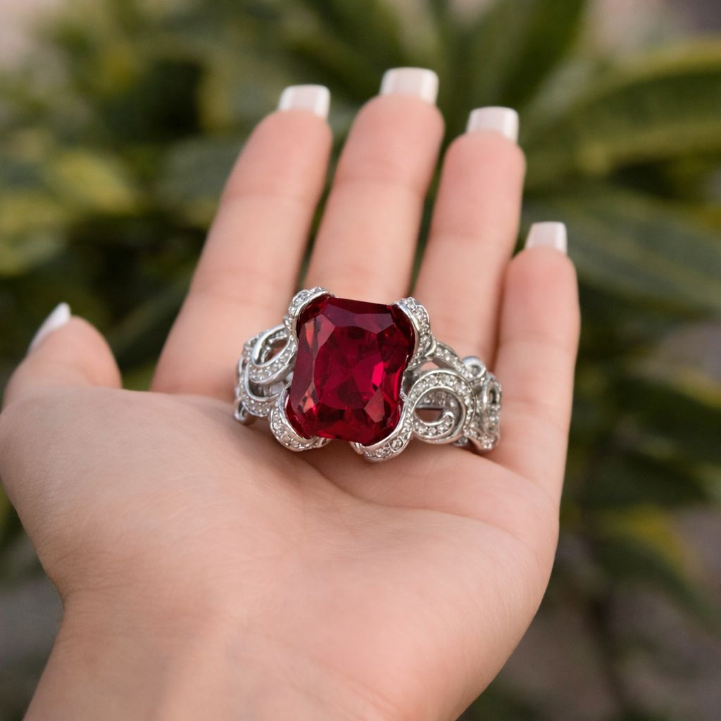 Ultra Premium Queens Ruby Ring with Antique Carving on Pure 925 Silver
