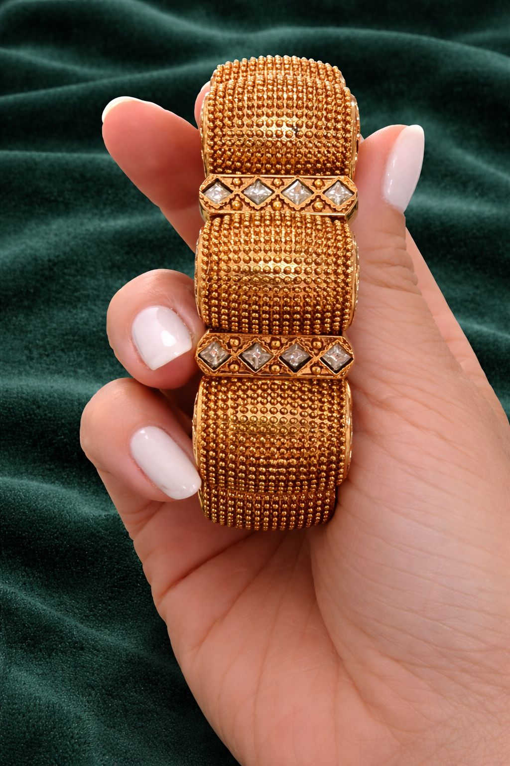 TOJ Everyday - Gold Finish Traditional Rajasthani Nogri Gajra Openable Bangle