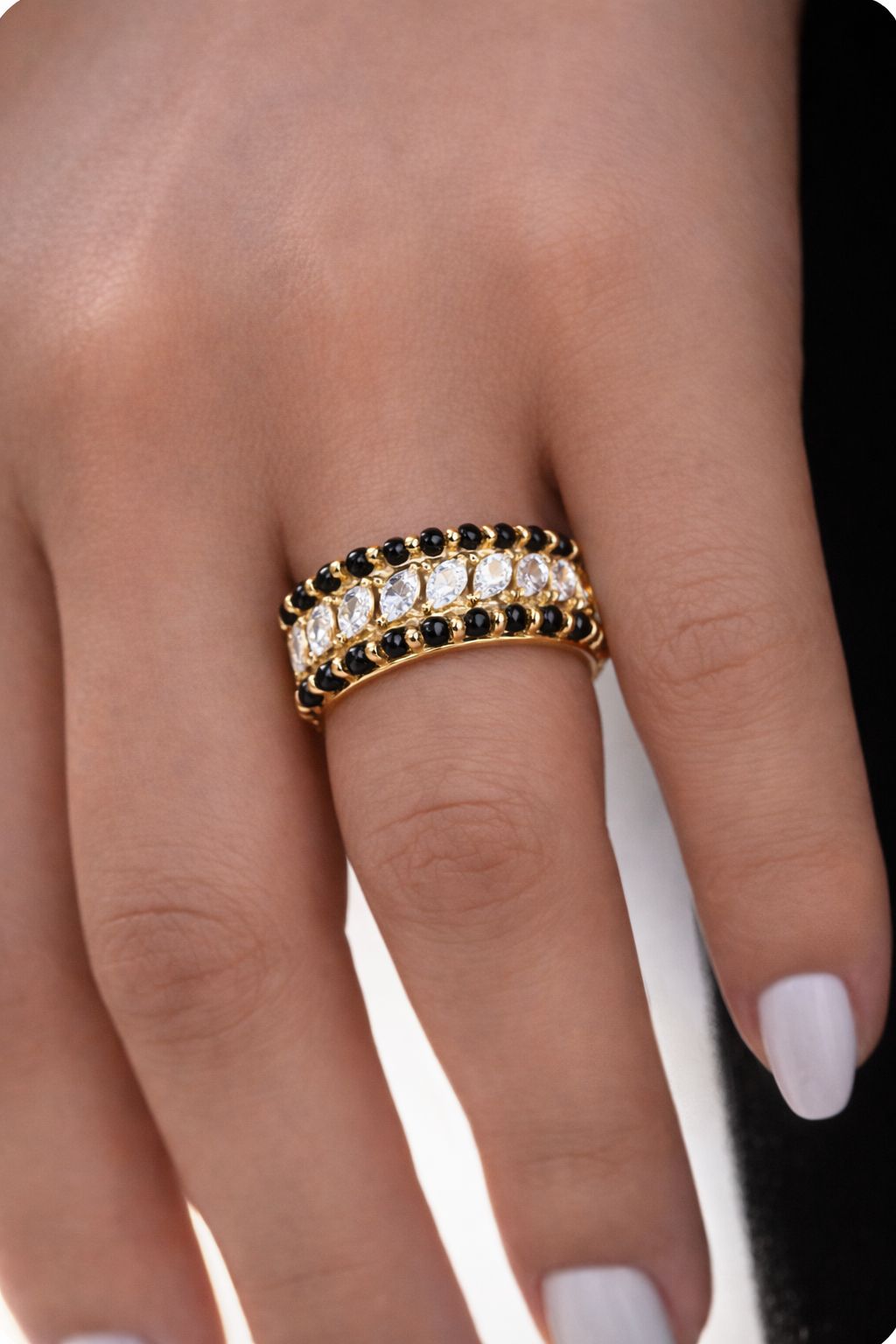 18k Gold Finish Tara Mangal sutra Ring on Pure 925 Silver