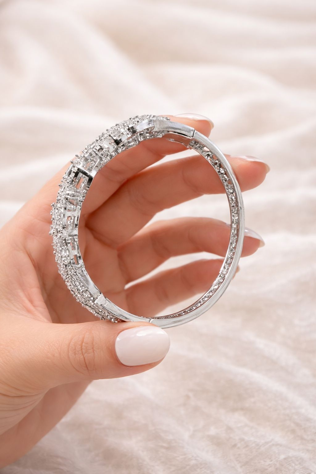 Marquise and Round Diamond Cluster Gizelle Statement Openable Kada Bracelet