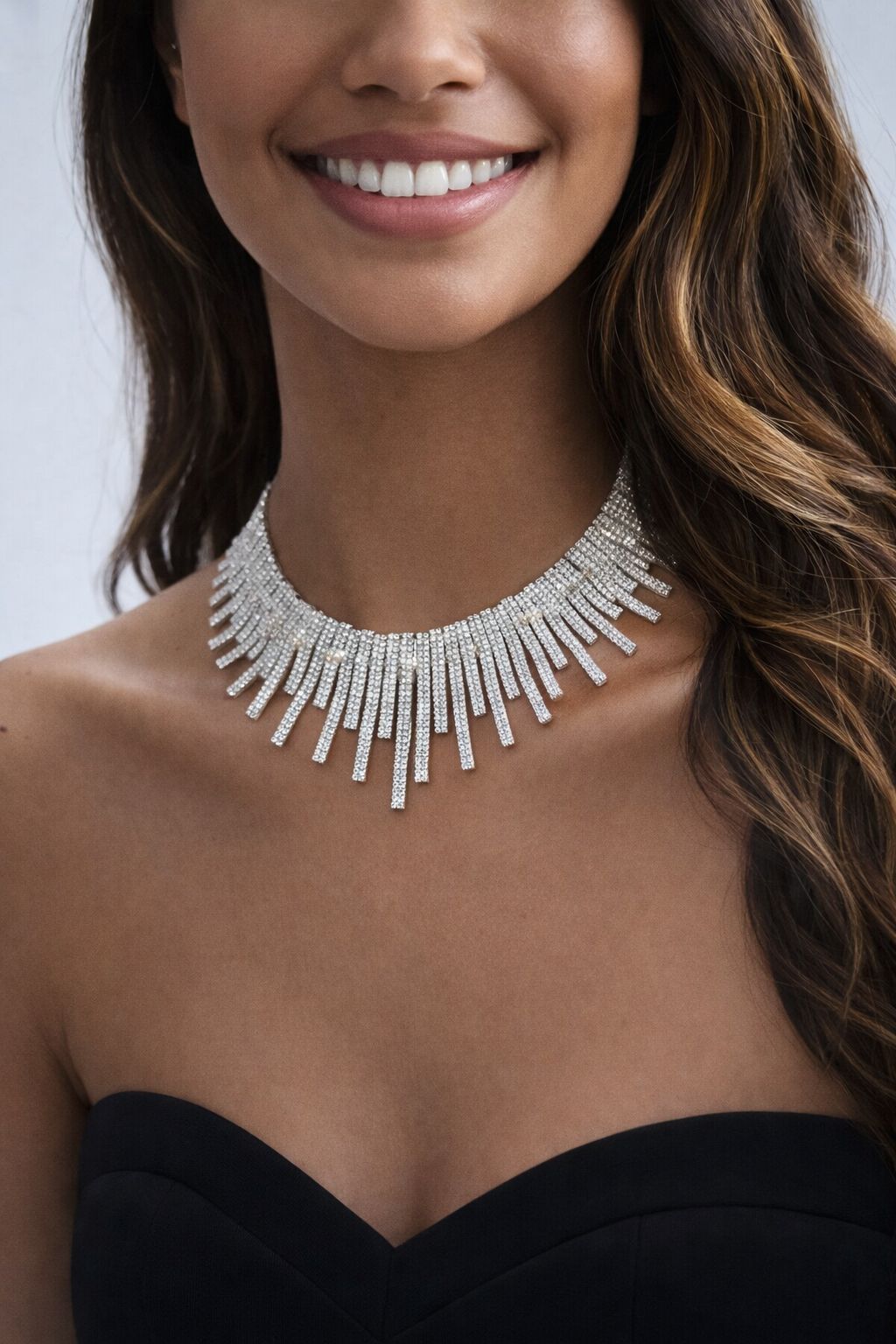 TOJ Everyday - Premium Italian Micro Setting Gold Finish Delna Bridal Necklace Set with Earrings