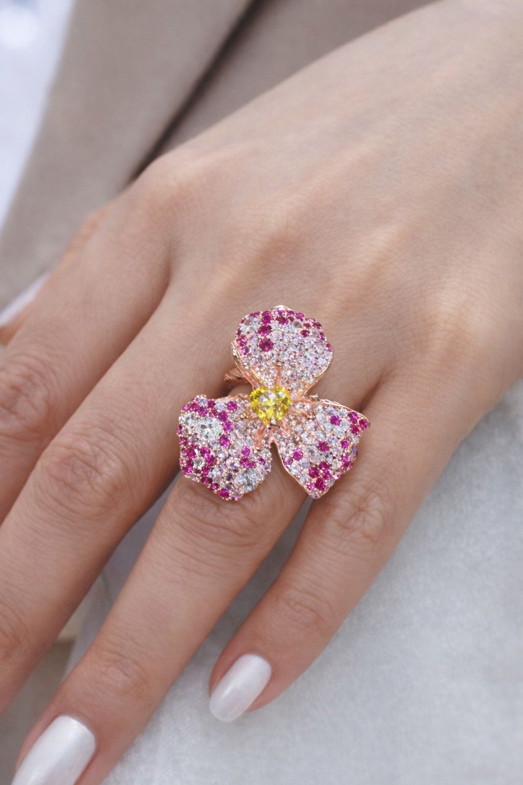 Ultra Premium Rose Gold Finish Yellow Heart Diamond Solitaire Ring on Pure 925 Silver