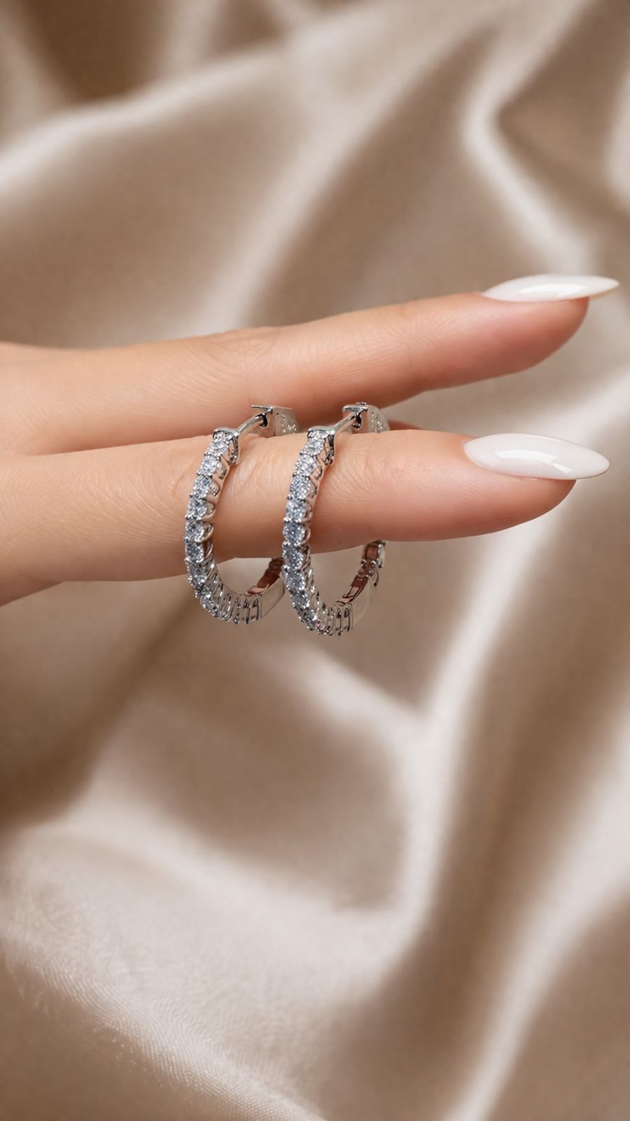 TOJ Everyday - Classic Round American Diamond Hoops